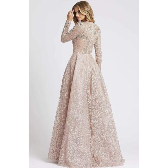 NEW $998 Mac Duggal 11121D Floral Embroidered & Beaded Long Sleeve Mesh Gown 12 - Picture 2 of 16